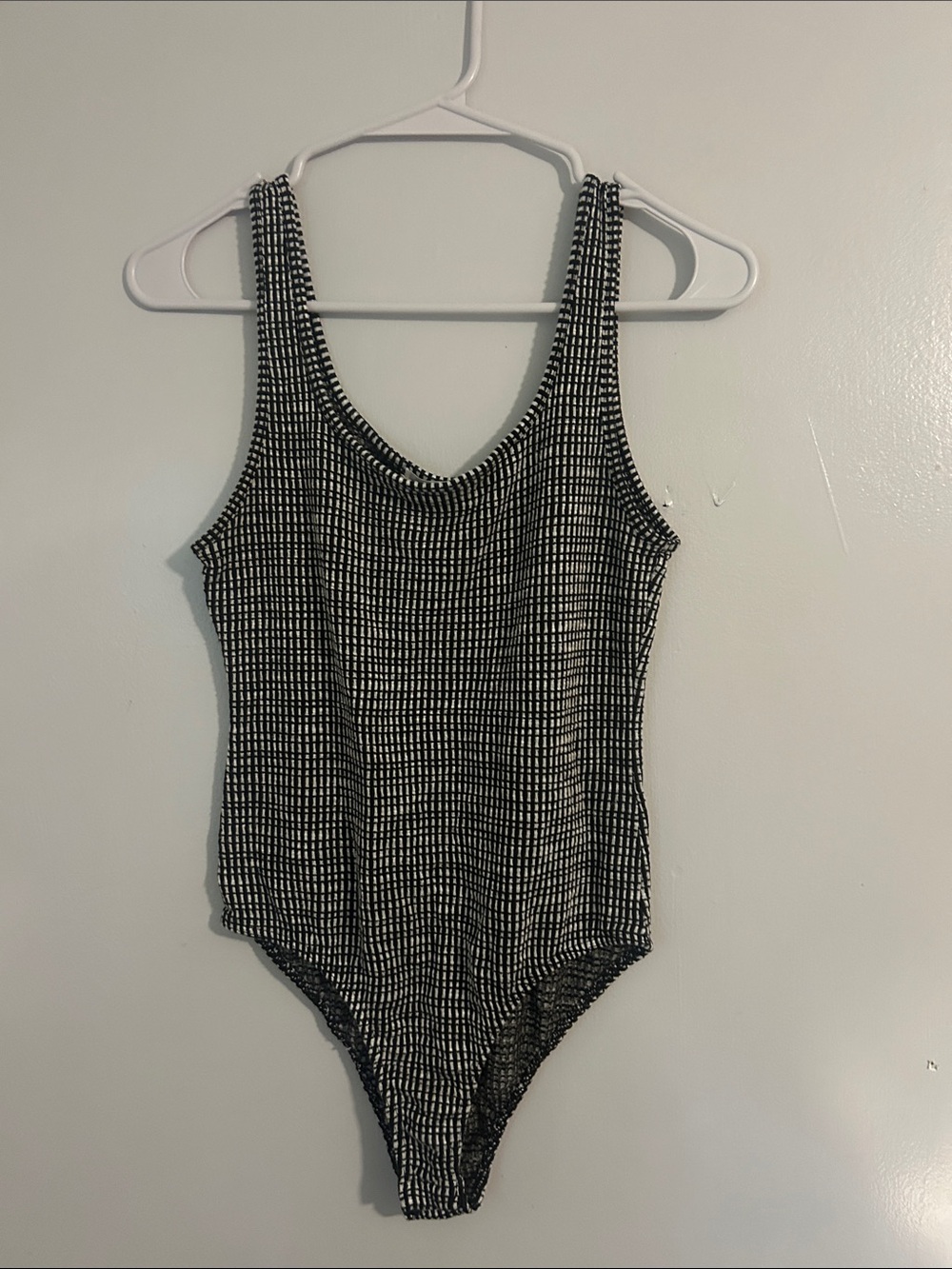 Caution To The Wind Black & White Grid Tank Bodysuit